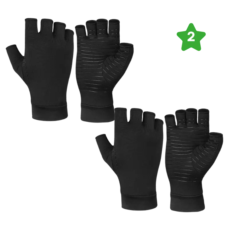2x Pair Copper Therapy Gloves (1 Pair Free) - Duares