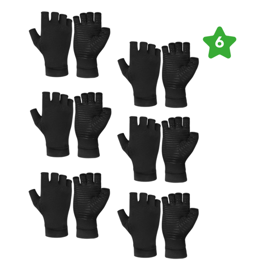 6x Pair Copper Therapy Gloves (3 Pairs Free)